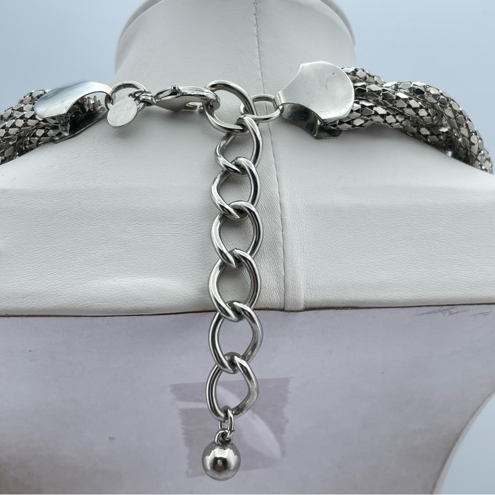 Express Silver Tone Braided Chain Statement Neckl… - image 6
